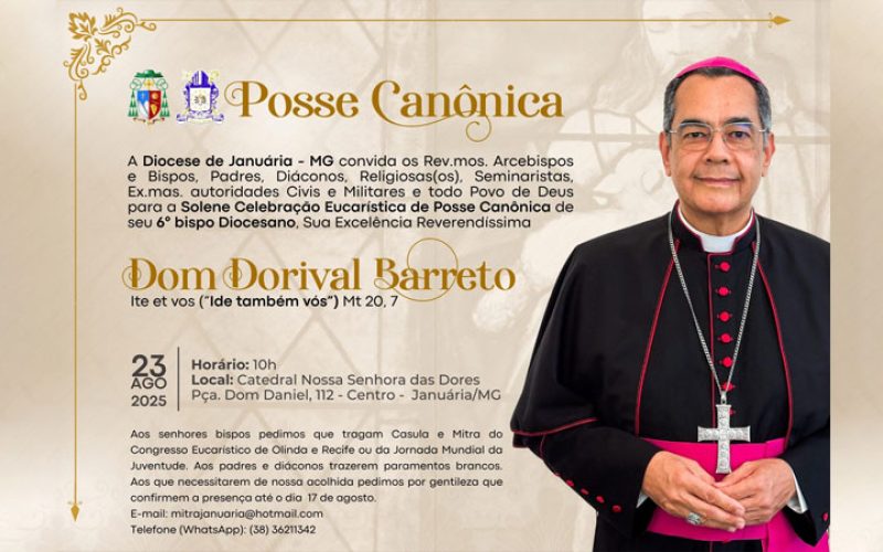 Filho do clero da Arquidiocese de Montes Claros, Dom Dorival Barreto toma posse como Bispo de Januária